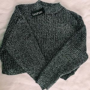 black and silver sweater
